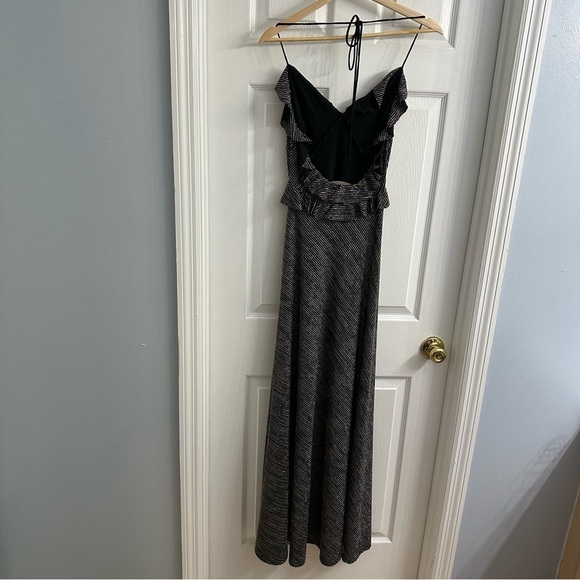 Jill Jill Stuart Dress Metallic Striped Ruffle Gown Formal Prom 0 Extra Small - Picture 4 of 8